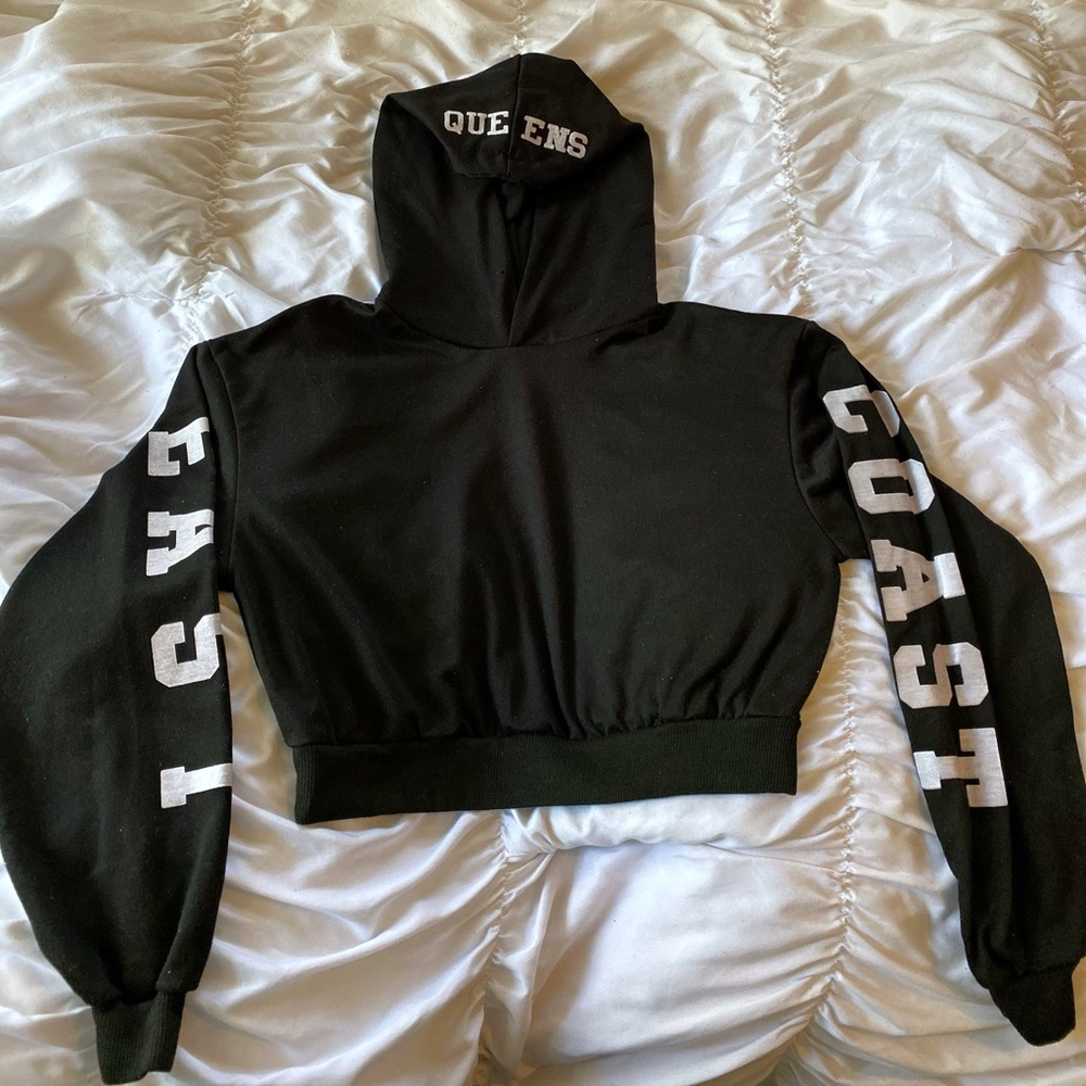 Black and White East Coast Crop Hoodie